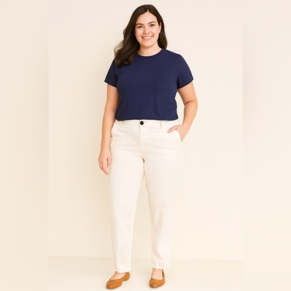 Zara Women's Straight Leg Cream Pants Size L